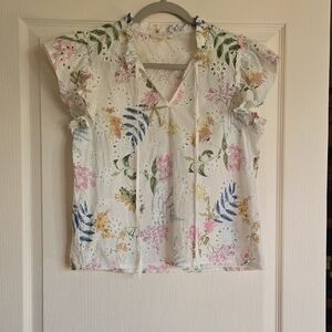 Solitaire White Ruffled Tie Front Blouse
